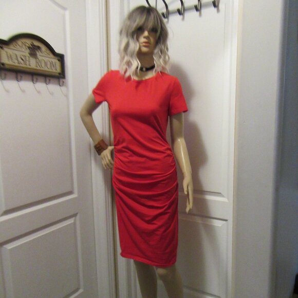 Red Short Sleeve Tshirt Dress - Picture 2 of 11
